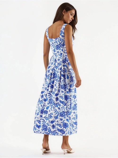 Floral midi-jurk met vierkante hals busem - Kiabi Floral midi-jurk met vierkante hals busem - Kiabi