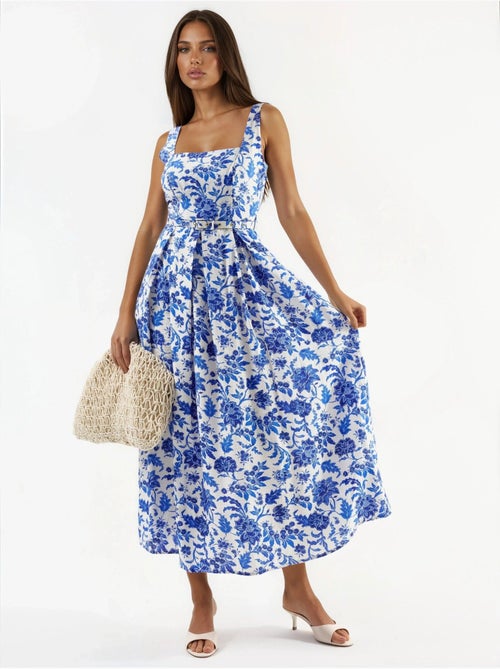 Floral midi-jurk met vierkante hals busem - Kiabi Floral midi-jurk met vierkante hals busem - Kiabi