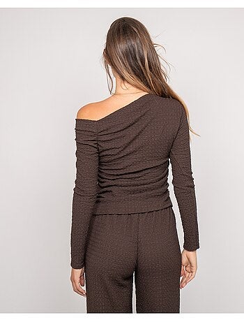 Florita top met lange mouwen en asymmetrische textuur