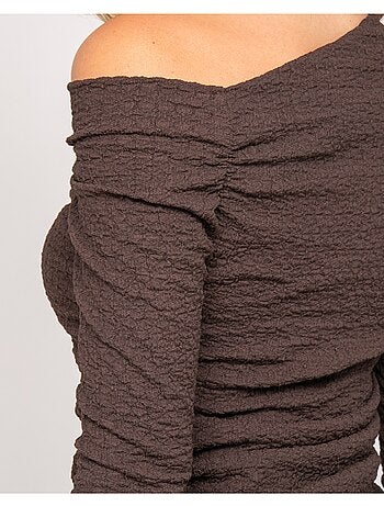 Florita top met lange mouwen en asymmetrische textuur