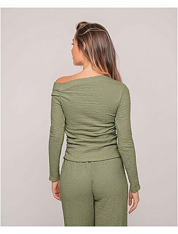 Florita top met lange mouwen en asymmetrische textuur