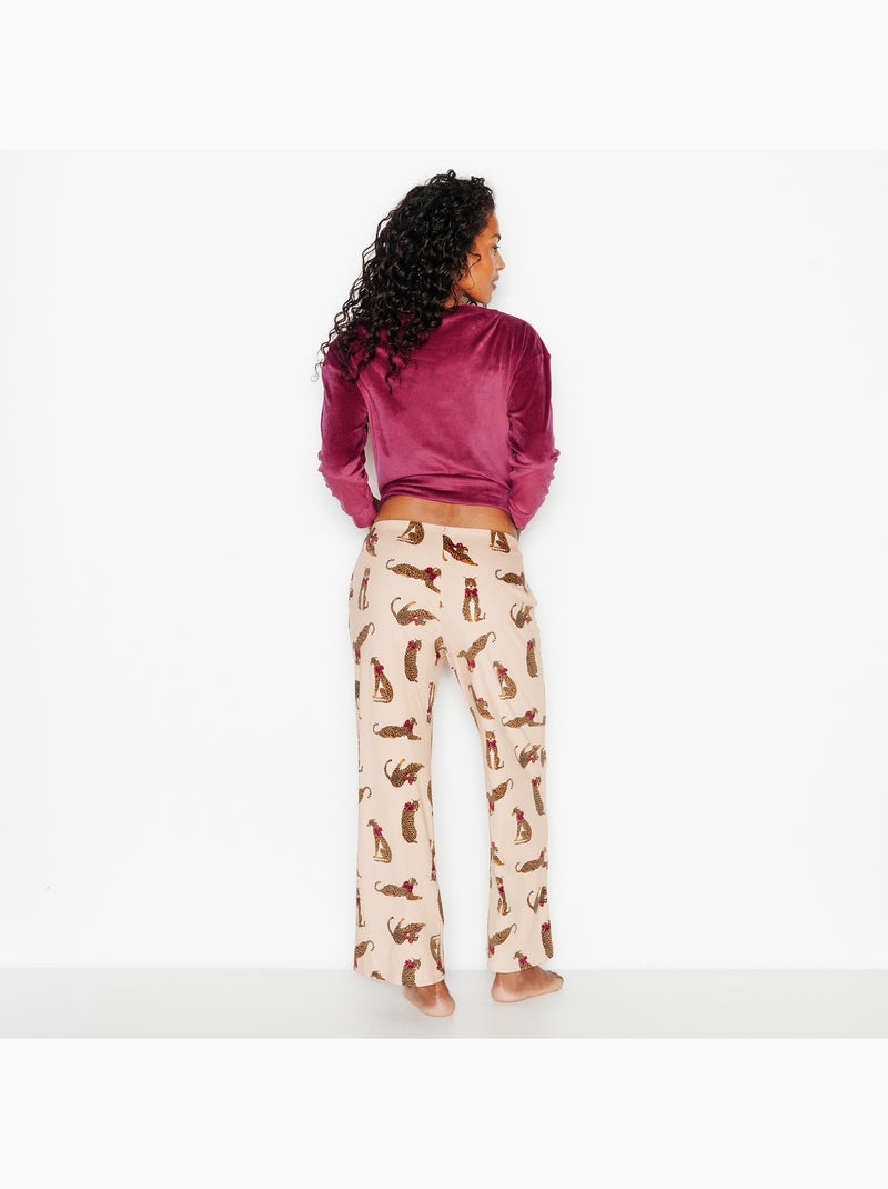 Fluffy fluwelen pyjamabroek multikleur rood Rood - Kiabi