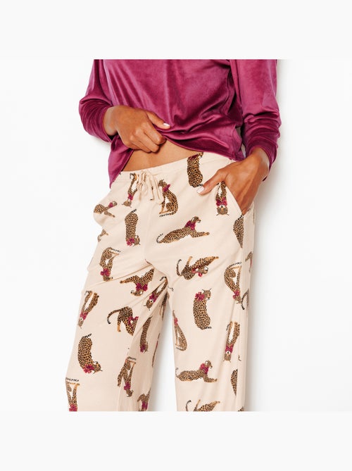 Fluffy fluwelen pyjamabroek multikleur rood - Kiabi Fluffy fluwelen pyjamabroek multikleur rood - Kiabi