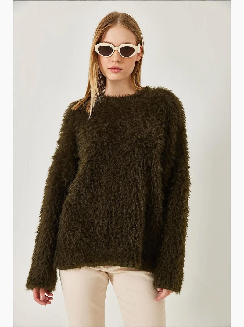 Fluffy oversized trui lucci Kaki - Kiabi