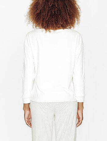 Fluffy t-shirt lange mouwen ecru