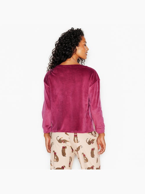 Fluffy t-shirt lange mouwen fluweel bordeaux - Kiabi Fluffy t-shirt lange mouwen fluweel bordeaux - Kiabi