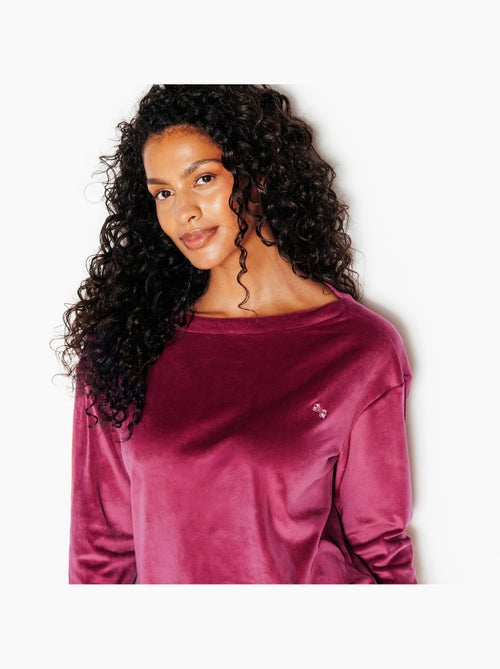 Fluffy t-shirt lange mouwen fluweel bordeaux - Kiabi Fluffy t-shirt lange mouwen fluweel bordeaux - Kiabi