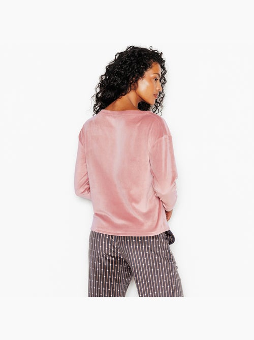 Fluffy t-shirt lange mouwen fluweel roze - Kiabi Fluffy t-shirt lange mouwen fluweel roze - Kiabi