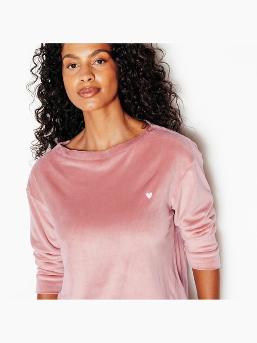 Fluffy t-shirt lange mouwen fluweel roze - Kiabi Fluffy t-shirt lange mouwen fluweel roze - Kiabi