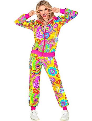 Fluorescerend hippie groovy liefdes trainingspak kostuum