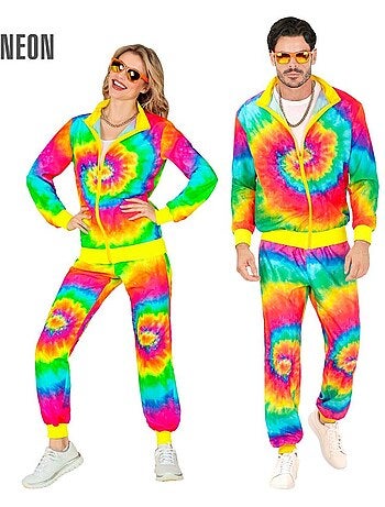 Fluorescerend psychedelisch hippie trainingspak kostuum