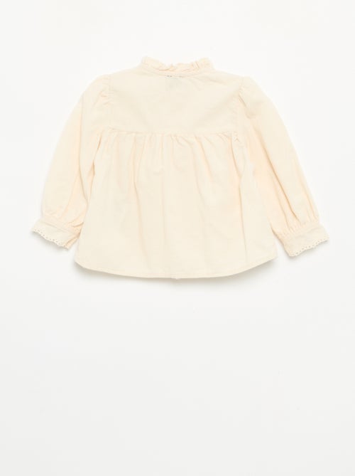Fluwelen blouse met geborduurde manchetten - Kiabi