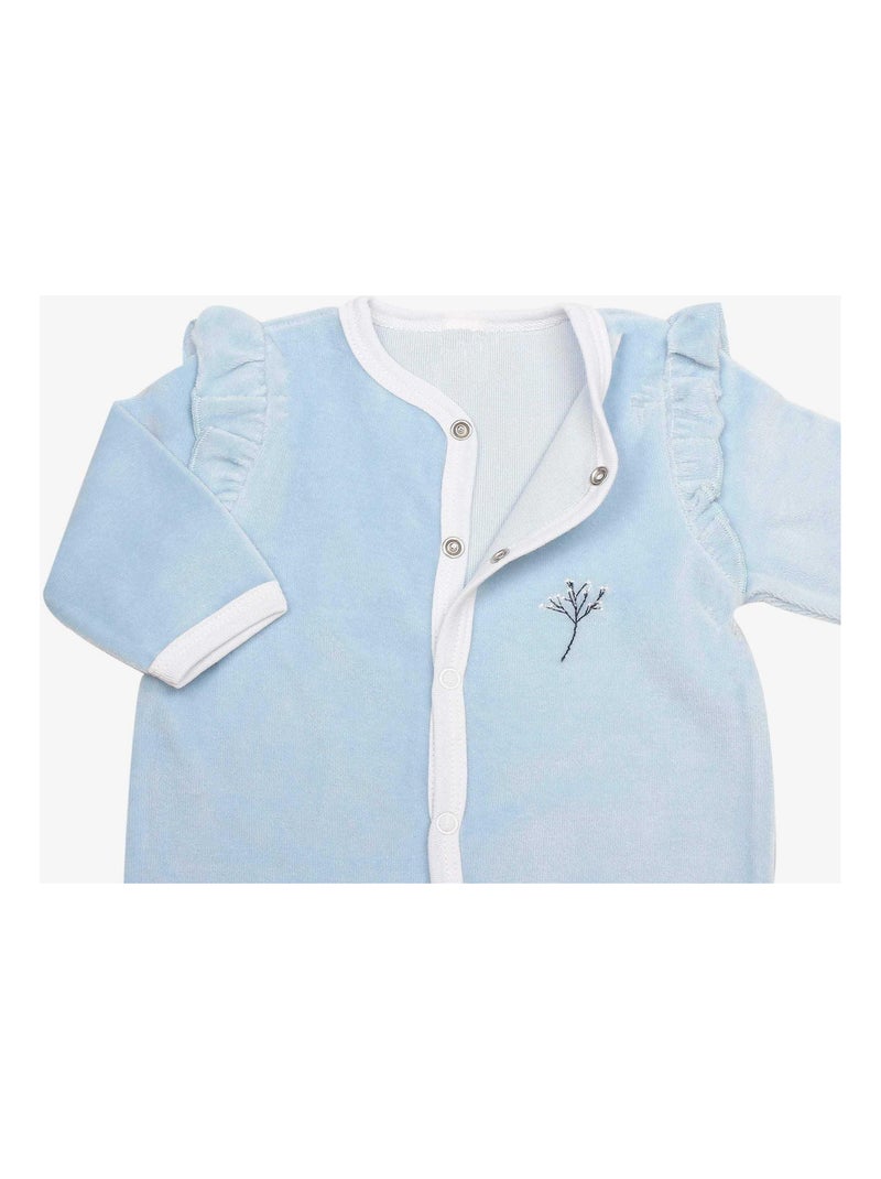 Fluwelen kruippakje model romantique Blauw - Kiabi