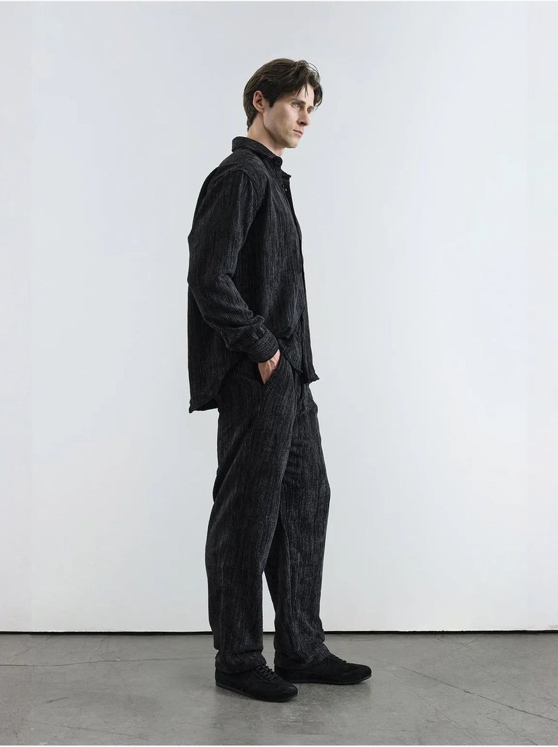 Fluwelen oversized overhemd met knopen giesto Zwart - Kiabi