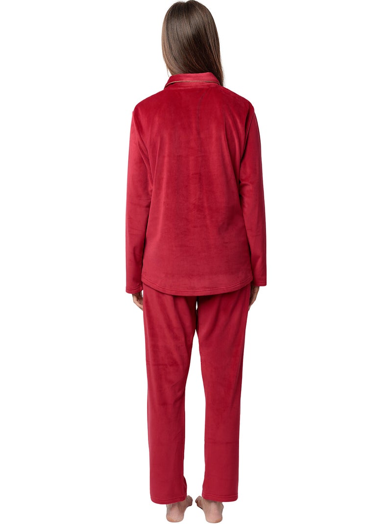 Fluwelen pyjama broek shirt velvet luxe Rood - Kiabi