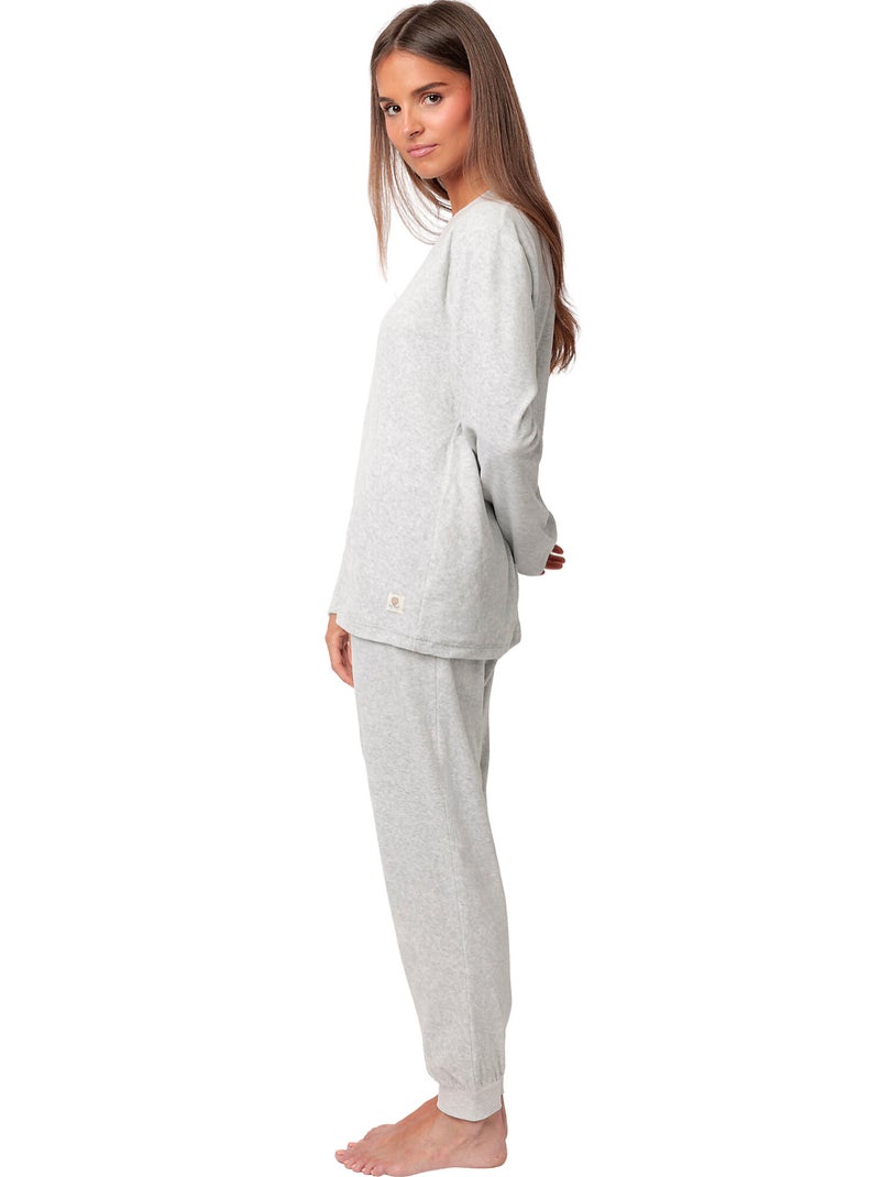 Fluwelen pyjama broek top lange mouwen enjoy every moment Grijs - Kiabi