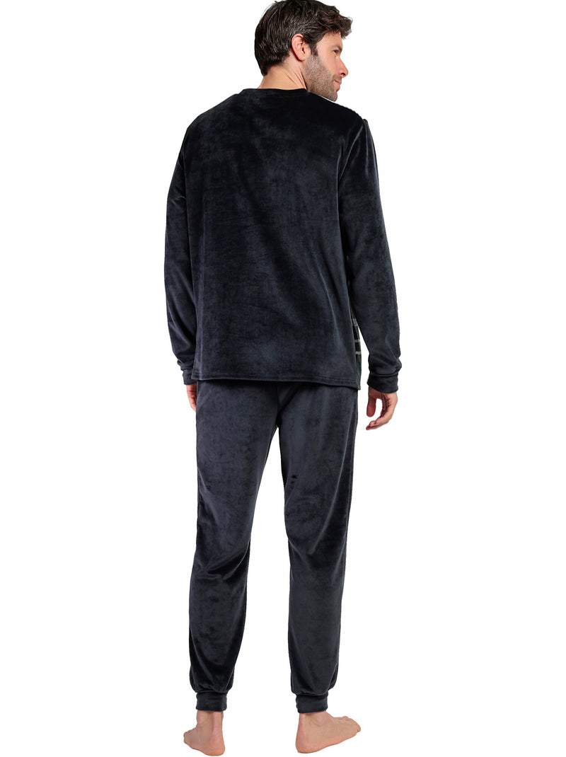 Fluwelen pyjama broek top lange mouwen stripe hype Grijs - Kiabi
