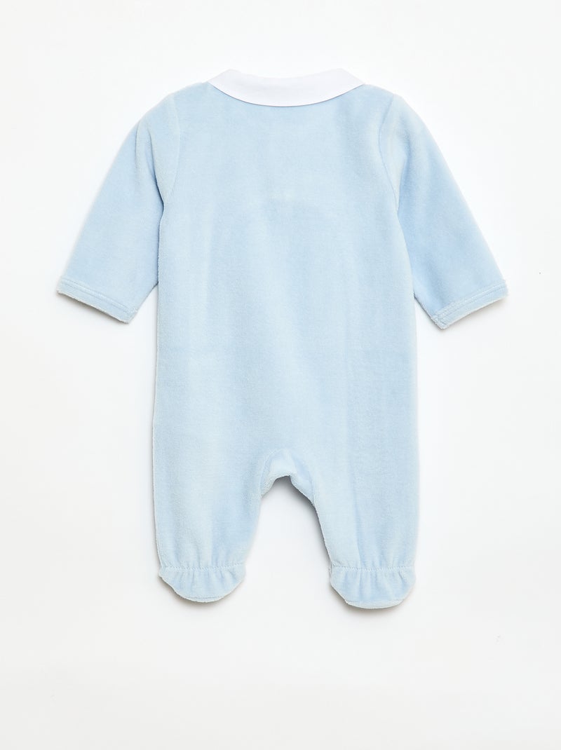 Fluwelen pyjama met Peter Pan-kraagje Blauw - Kiabi