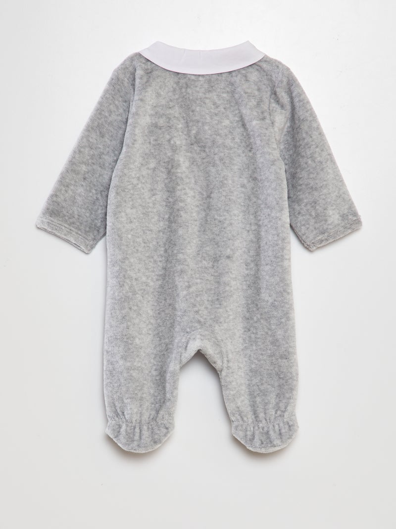 Fluwelen pyjama met Peter Pan-kraagje GRIJS - Kiabi