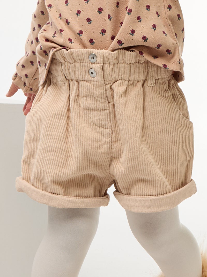 Fluwelen short Biege - Kiabi