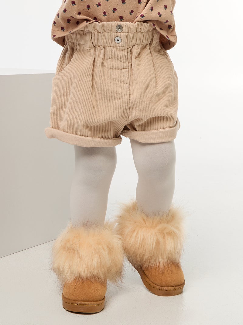 Fluwelen short Biege - Kiabi