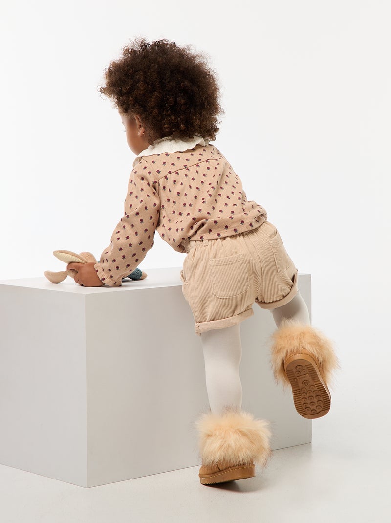 Fluwelen short Biege - Kiabi