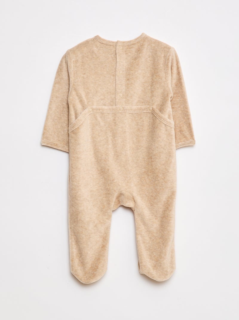 Fluwelen slaappakje met applicatie Biege - Kiabi