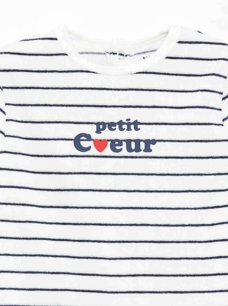 Fluwelen slaappakje met applicatie Wit - Kiabi