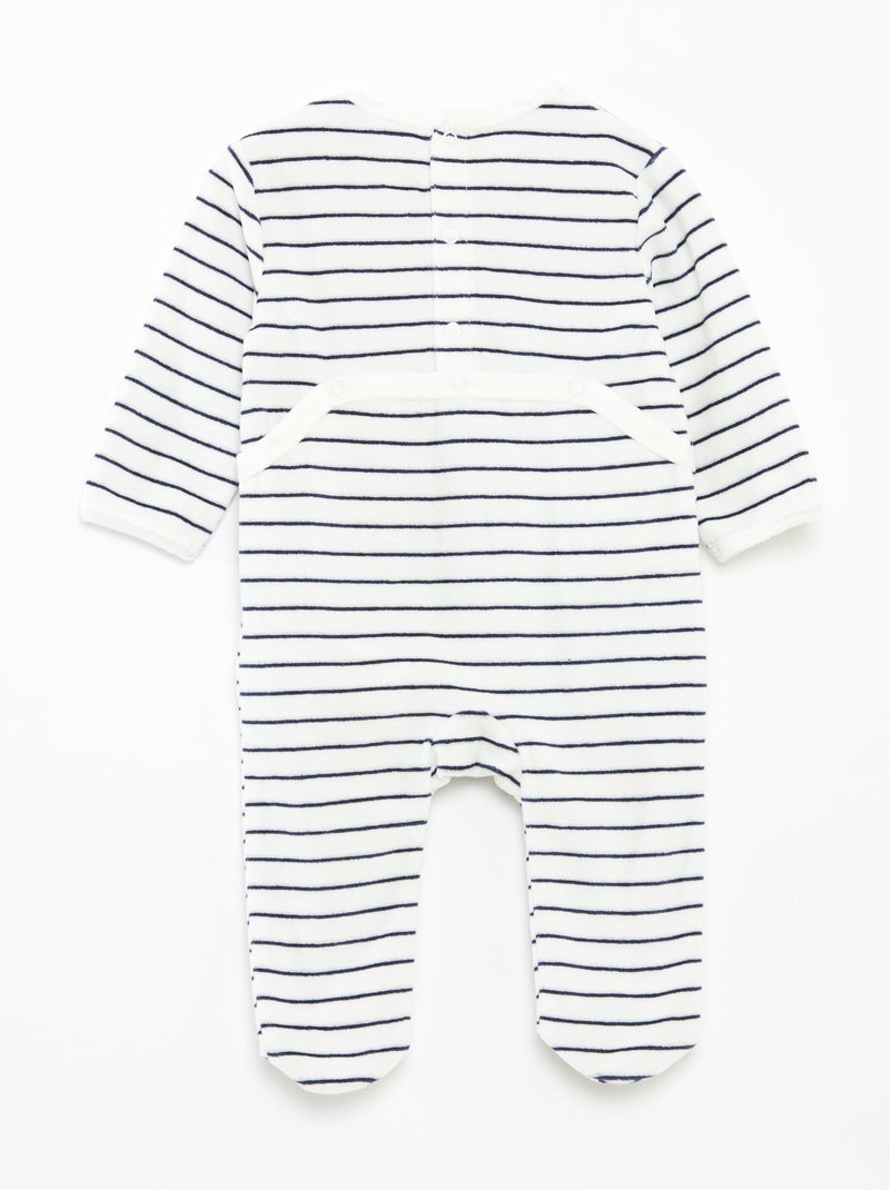 Fluwelen slaappakje met applicatie Wit - Kiabi