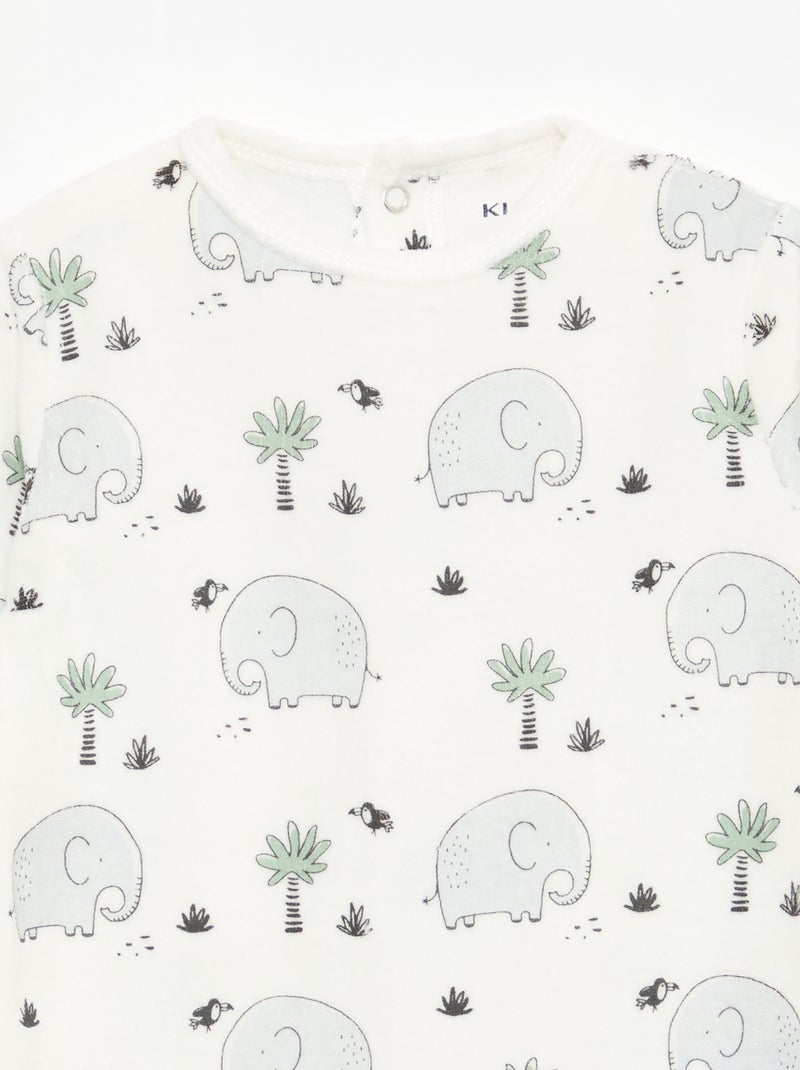 Fluwelen slaappakje met applicatie Wit - Kiabi