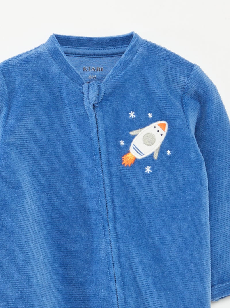 Fluwelen slaappakje met ritssluiting Blauw - Kiabi