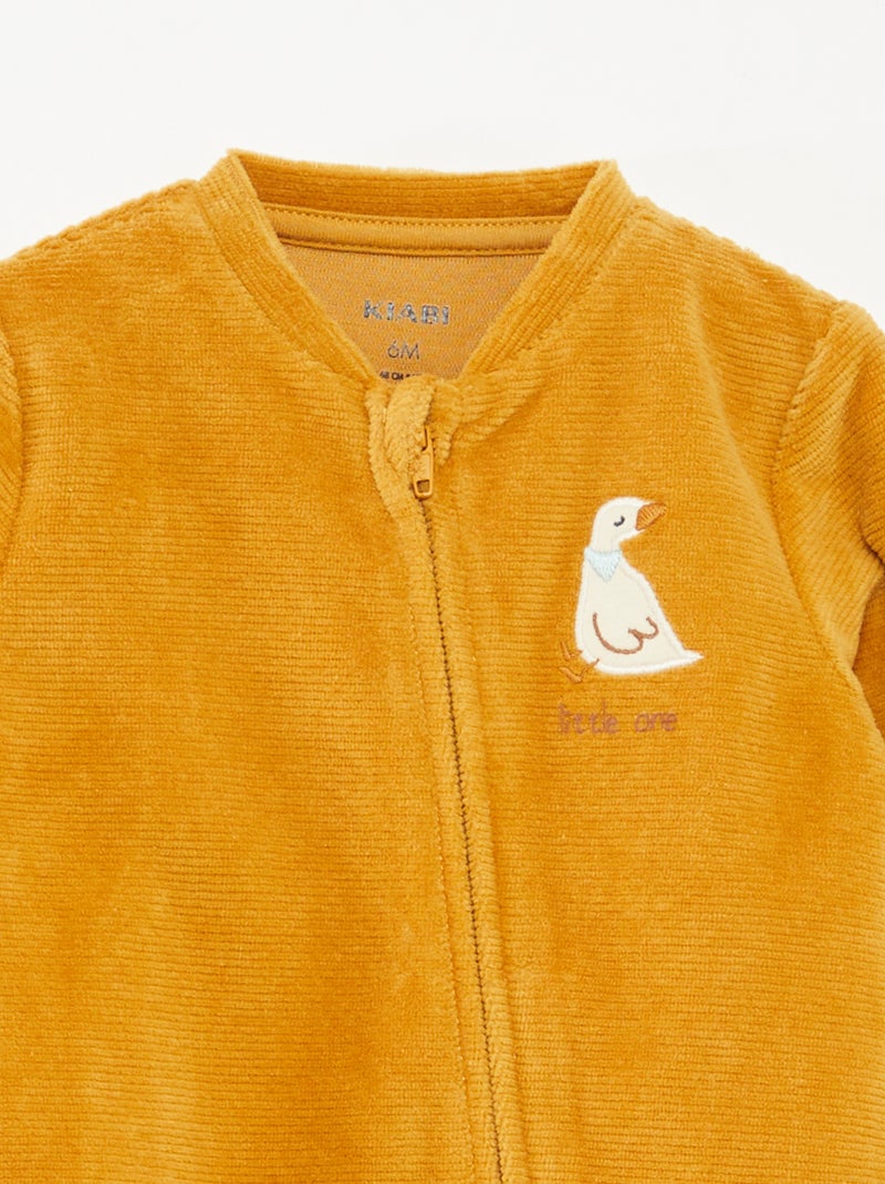 Fluwelen slaappakje met ritssluiting Geel - Kiabi