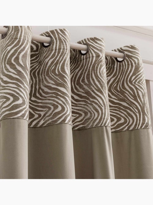 Fluwelen vitrage met oogjes en een jacquardband met zebraprint - Kiabi Fluwelen vitrage met oogjes en een jacquardband met zebraprint - Kiabi