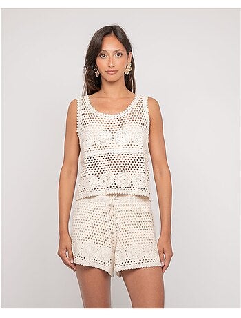 FOLDA gehaakte mouwloze crop top
