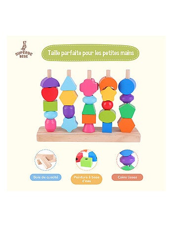 Formes en bois à empiler et trier - Jeu d'éveil | SUPERBE BEBE