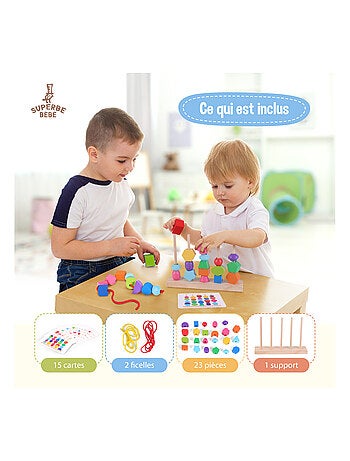 Formes en bois à empiler et trier - Jeu d'éveil | SUPERBE BEBE