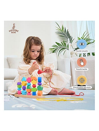 Formes en bois à empiler et trier - Jeu d'éveil | SUPERBE BEBE
