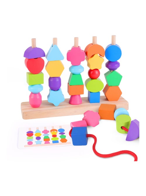 Formes en bois à empiler et trier - Jeu d'éveil | SUPERBE BEBE - Kiabi