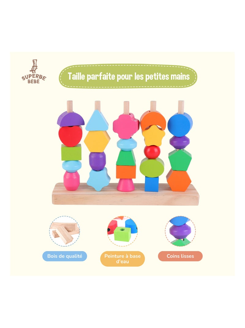 Formes en bois à empiler et trier - Jeu d'éveil | SUPERBE BEBE N/A - Kiabi