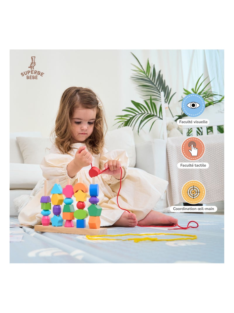 Formes en bois à empiler et trier - Jeu d'éveil | SUPERBE BEBE N/A - Kiabi