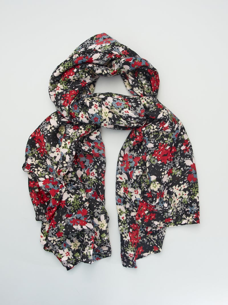 Foulard avec imprimé 'fleuri' Noir/rouge - Kiabi