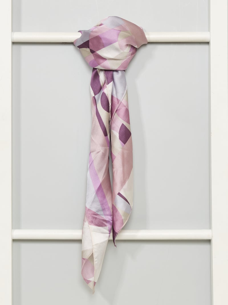 Foulard carré effet satiné imprimé Violet - Kiabi
