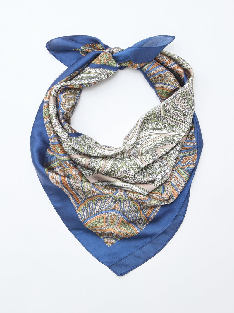 Foulard Carré En Soie Vintage Guy Dormeuil - Beige Et Marron - Cadeau Femme