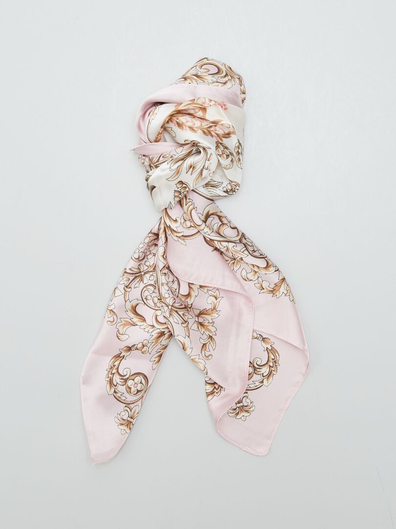 Écharpe vintage grise et rose à fleurs Leonard Paris