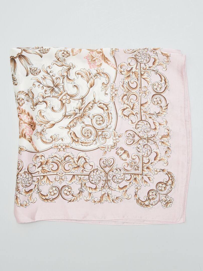 Foulard Carré Neuf « Iris Dans Un Vase » - 69x69cm - Satin Polyester - Multifonctionnel