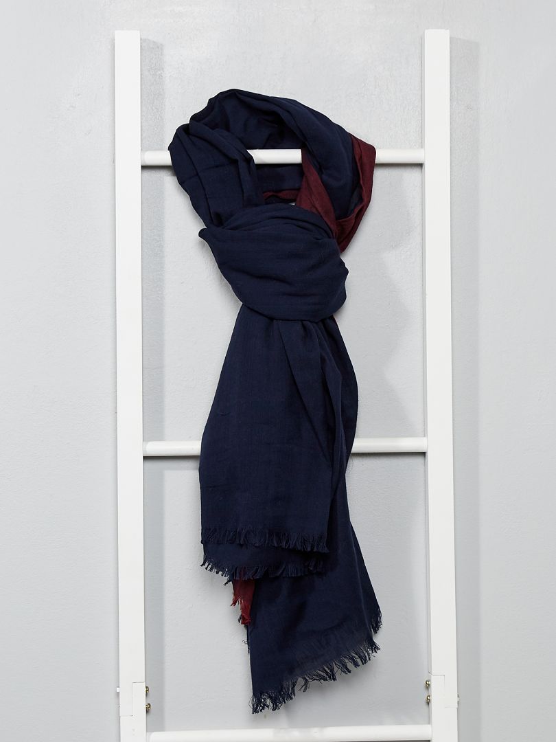 Foulard en coton bi-color bleu marine - Kiabi