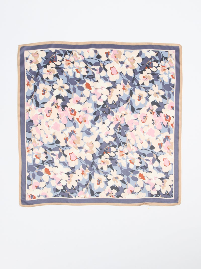 Foulard en satin fantaisie (65x65 cm) Rose/bleu - Kiabi