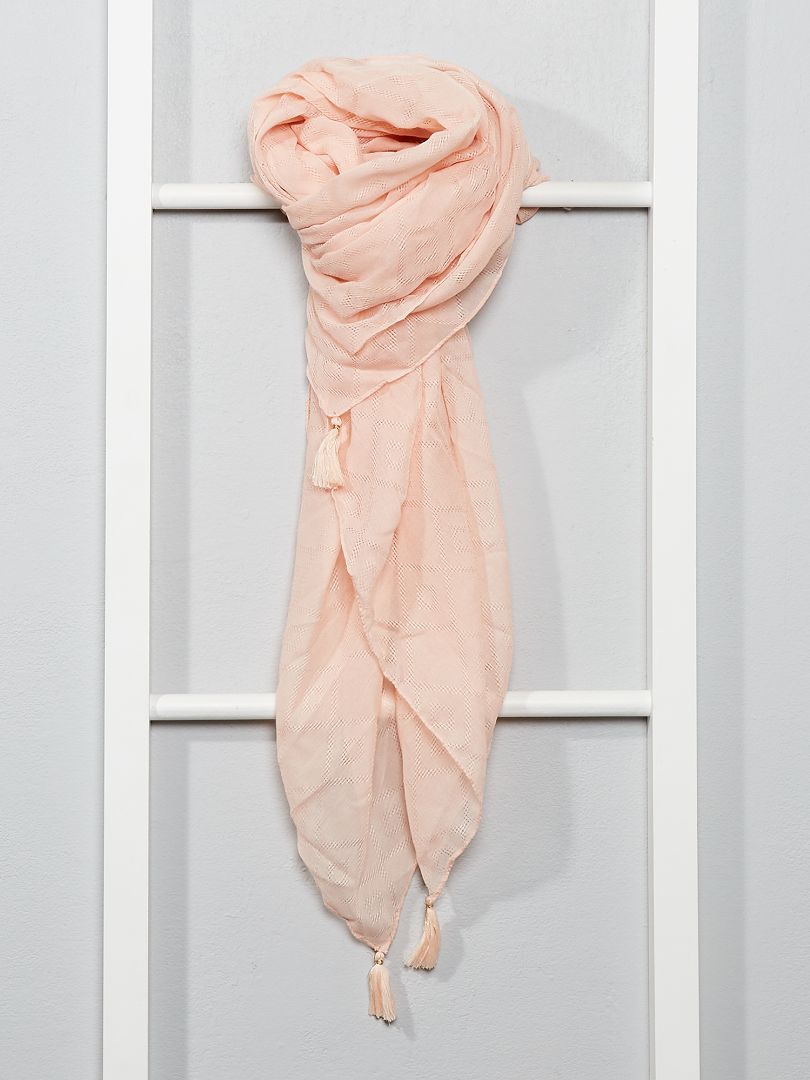 Foulard en tissu imprimé rose clair - Kiabi