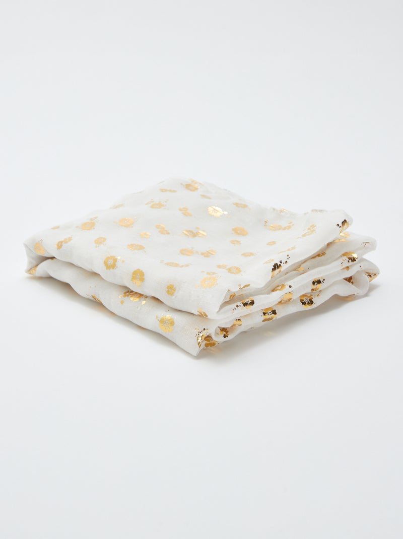 Foulard en voile 'fleuri' blanc - Kiabi