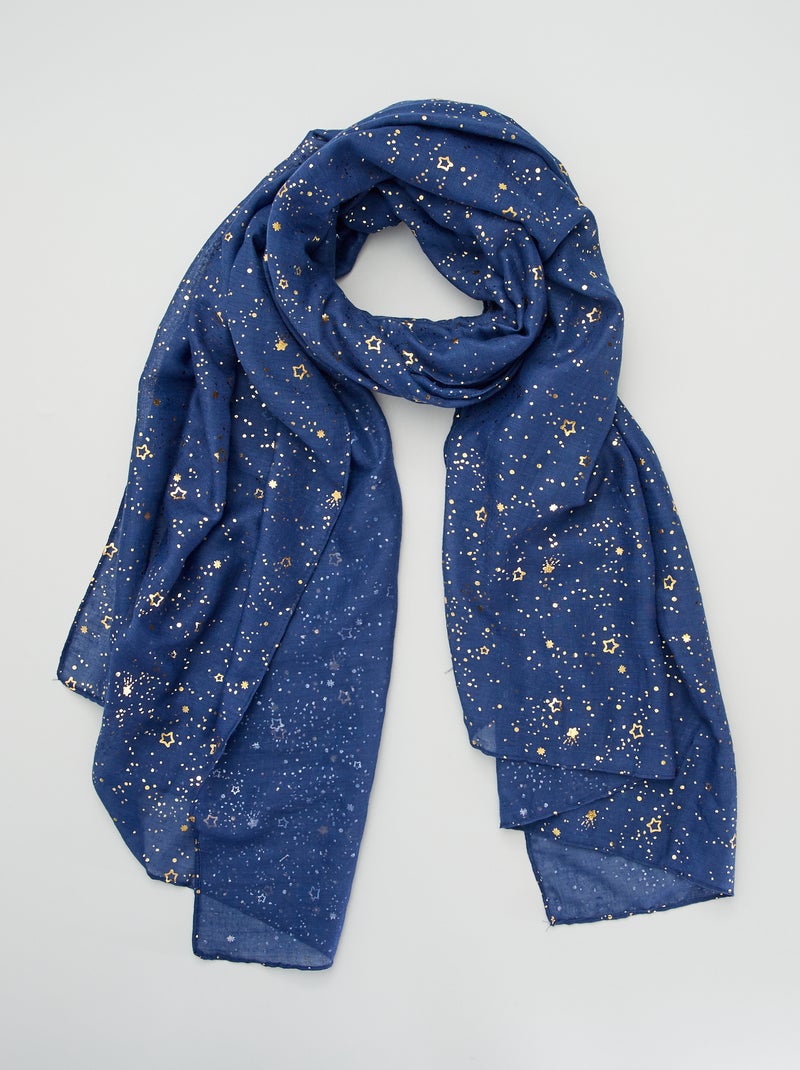 Foulard en voile imprimé étoile Bleu - Kiabi